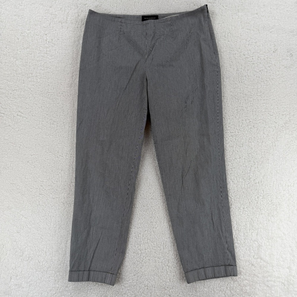 Piazza Sempione Pants Womens 46 Gray Striped Ankle‎ Tapered Stretch Italy